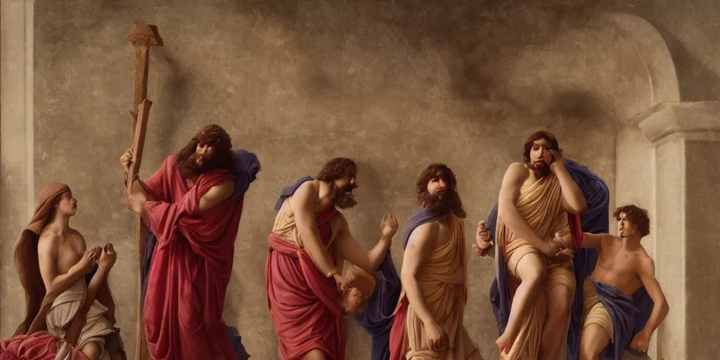 Prompt: still from a biblical movie in the style of john william godward, oil on canvas, 4 k resolution