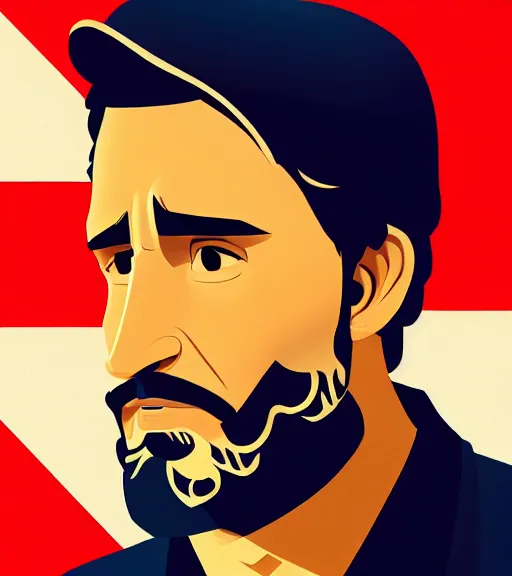 Image similar to face icon stylized minimalist justin trudeau as fidel castro, loftis, cory behance hd by jesper ejsing, by rhads, makoto shinkai and lois van baarle, ilya kuvshinov, rossdraws global illumination