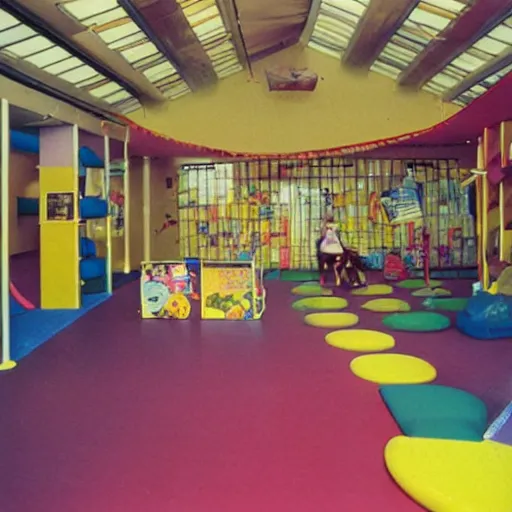 Prompt: a 1990's photo of an indoor playground, liminal, nostalgic, surreal