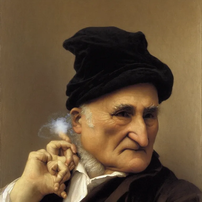 Prompt: the genius matematician Carl Friedrich Gauss with his velvet smoking cap on by William Adolphe Bouguereau