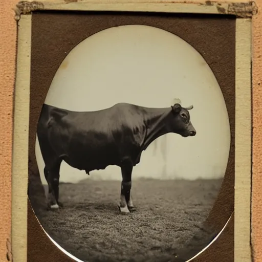 Image similar to tintype photo of a one legged cow