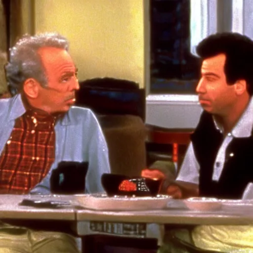 Prompt: mr krabs guest starring on seinfeld, film still