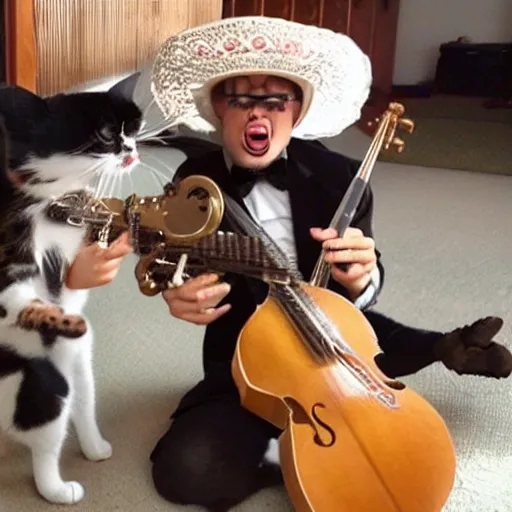 Prompt: kitten mariachi band