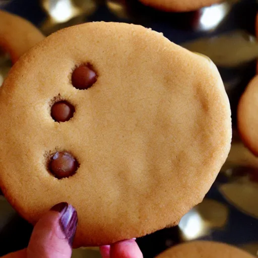 Prompt: circular golden cookie licking itself, pixar