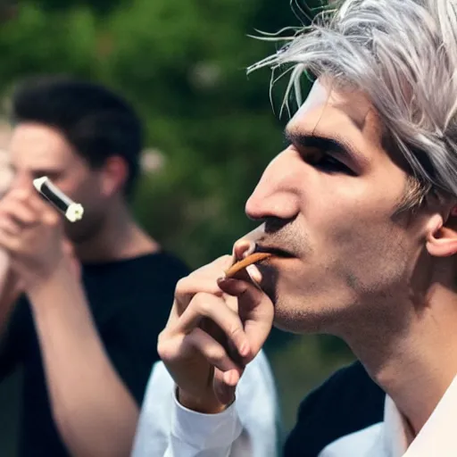 Prompt: xqc smoking a cigarrette