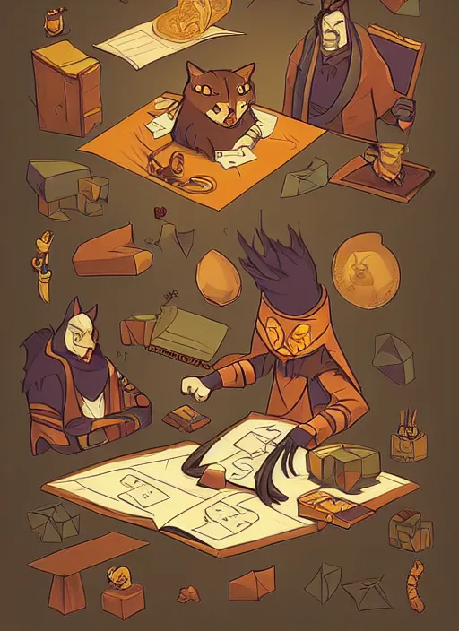 Image similar to powerful wizard cat playing dungeons and dragons, character design white background, by simon kennedy, studio muti