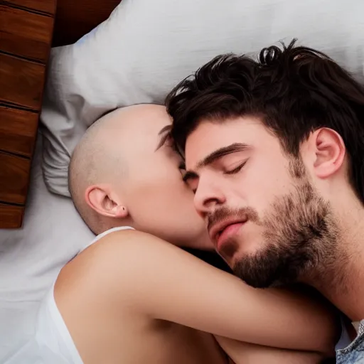 Image similar to a man kissing a sleeping woman, High quality photography, 4k