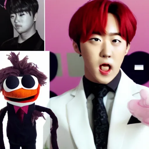 Prompt: Jin from BTS as a muppet