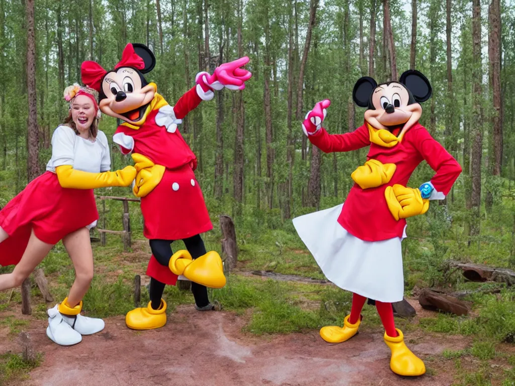 Image similar to disney's goofy bleeding excessively in finnish summer cabin