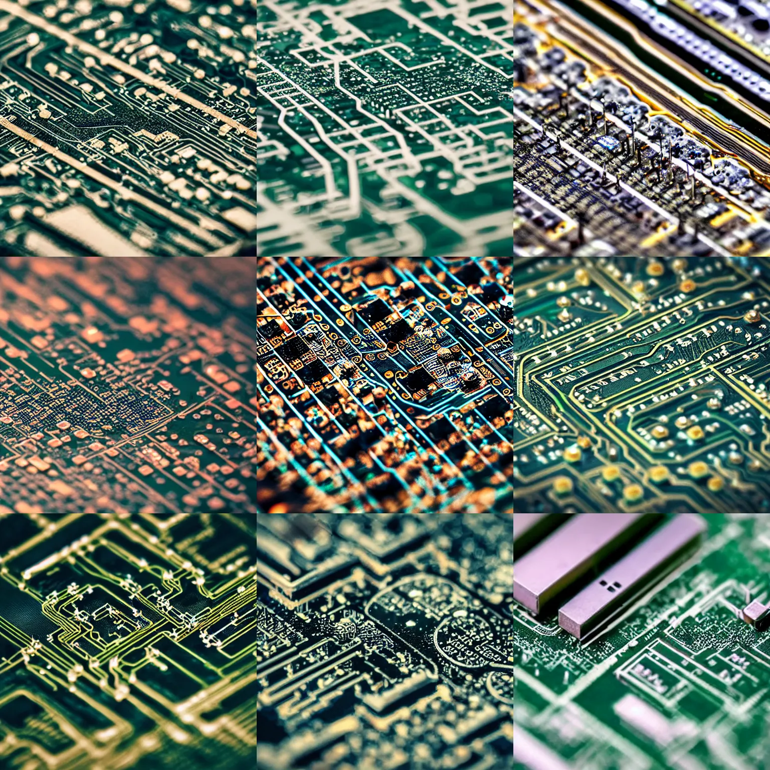 Prompt: a close up of a circuit board as a city, tilt shift photography, high quality, detailed