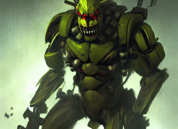 Image similar to springtrap from metal gear rising revengeance by greg rutkowski