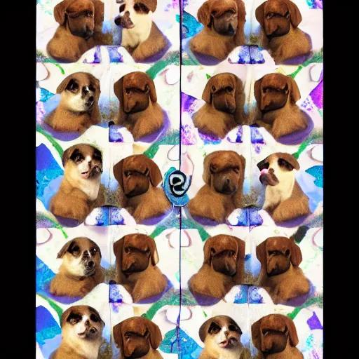 Image similar to a kaleidoscope of puppies