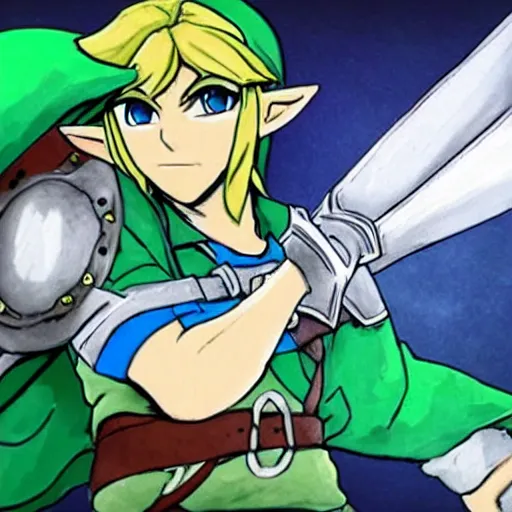 Prompt: Link from Zelda in the universe of Boku no hero