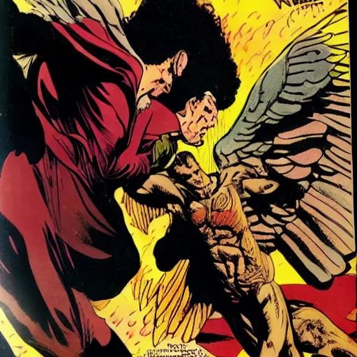 Image similar to lucifer against sandman, comic book, by frank miller, 4 k, 3 d