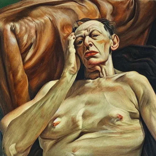 Prompt: Artwork by Lucian Freud