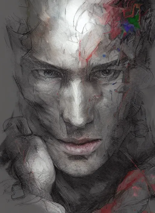 Image similar to portrait, A Grey Poet in a world of color, watercolor, dramatic lighting, cinematic, establishing shot, extremely high detail, foto realistic, cinematic lighting, pen and ink, intricate line drawings, by Yoshitaka Amano, Ruan Jia, Kentaro Miura, Artgerm, post processed, concept art, artstation, matte painting, style by eddie mendoza, raphael lacoste, alex ross