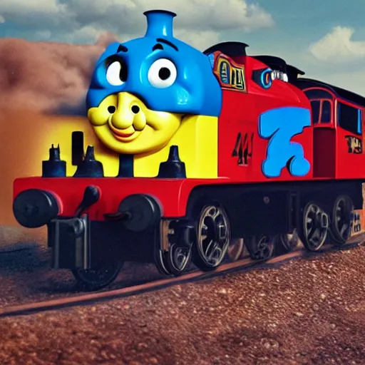 Image similar to mad max style thomas the tank engine