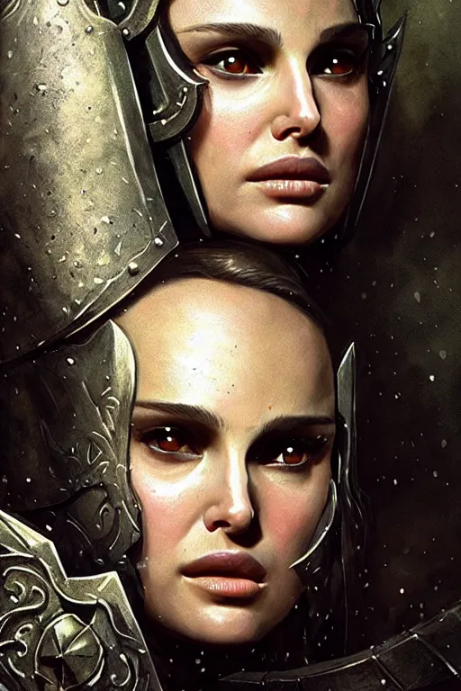 Image similar to natalie portman, legendary warrior, heroic, lord of the rings, tattoos, decorative ornaments, battle armor, by carl spitzweg, ismail inceoglu, vdragan bibin, hans thoma, greg rutkowski, alexandros pyromallis, perfect face, fine details, realistic shading photorealism