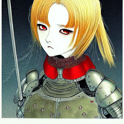 Image similar to prompt : portrait of knight painted in miyazaki color style drawn by katsuhiro otomo and takato yamamoto, inspired by fables, china doll face, smooth face feature, intricate oil painting, high detail, sharp high detail, manga and anime 2 0 0 0