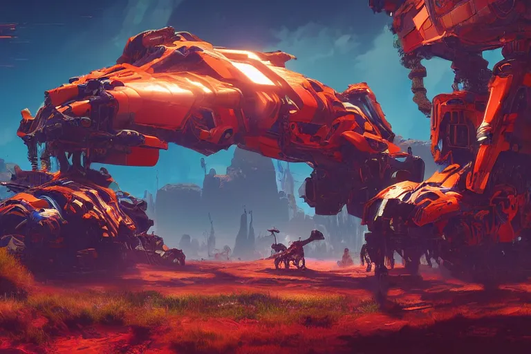 Image similar to scorcher machine mecanical creature robot of horizon forbidden west horizon zero dawn bioluminiscence global illumination ray tracing hdr fanart arstation by ian pesty and alena aenami artworks in 4 k
