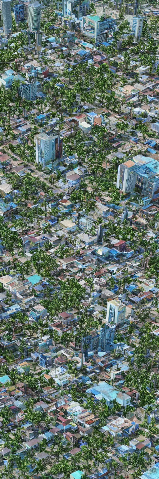 Image similar to A photo of a Solarpunk West Indian, Caribbean City, photorealistic, 4K