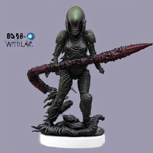 Prompt: ||80mm resin detailed miniature of a Alien || fight against ||a Female warrior||, Product Introduction Photos