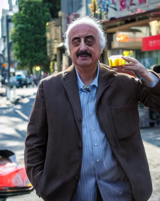 Image similar to a boba tea. hyper realistic and anamorphic 2 0 1 0 s movie still of giovanni falcone, by paolo sorrentino, leica sl 2 3 0 mm, beautiful color, high quality, high textured, lens flare, refined face