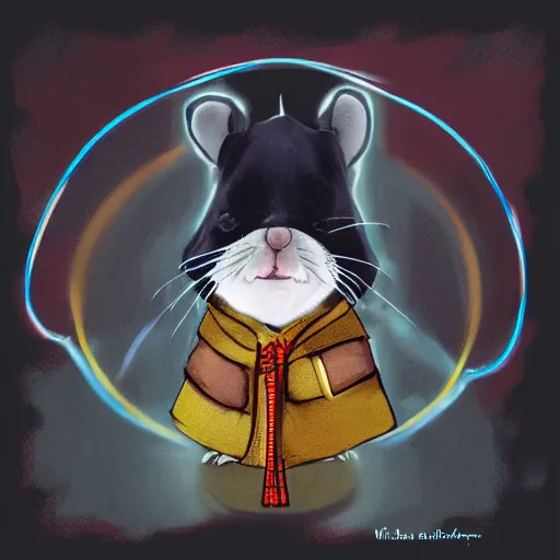 Prompt: hamster in dark lord robe