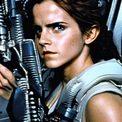 Prompt: film still of Emma Watson as Ripley in Alien 1979, 4k