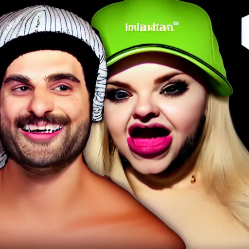 Image similar to trisha paytas eating ethan klein, h3h3, digital art, 4k