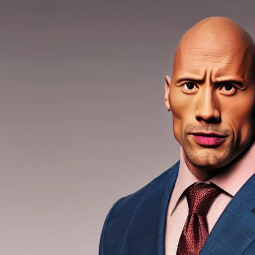 Image similar to A promotional photo of Dwayne Johnson cast as Saul Goodman in Better Call Saul; anatomically accurate; photorealistic, ultra high detail, 8k