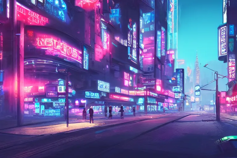 Image similar to a cyberpunk city with neon signs, streetview, cinematic lighting, photorealism.