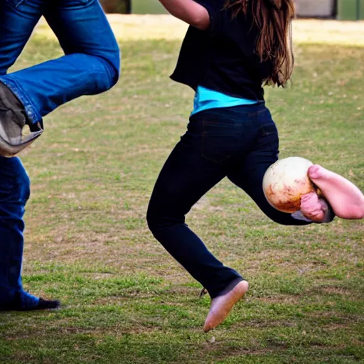 Image similar to a girl kicking a man in the testicles