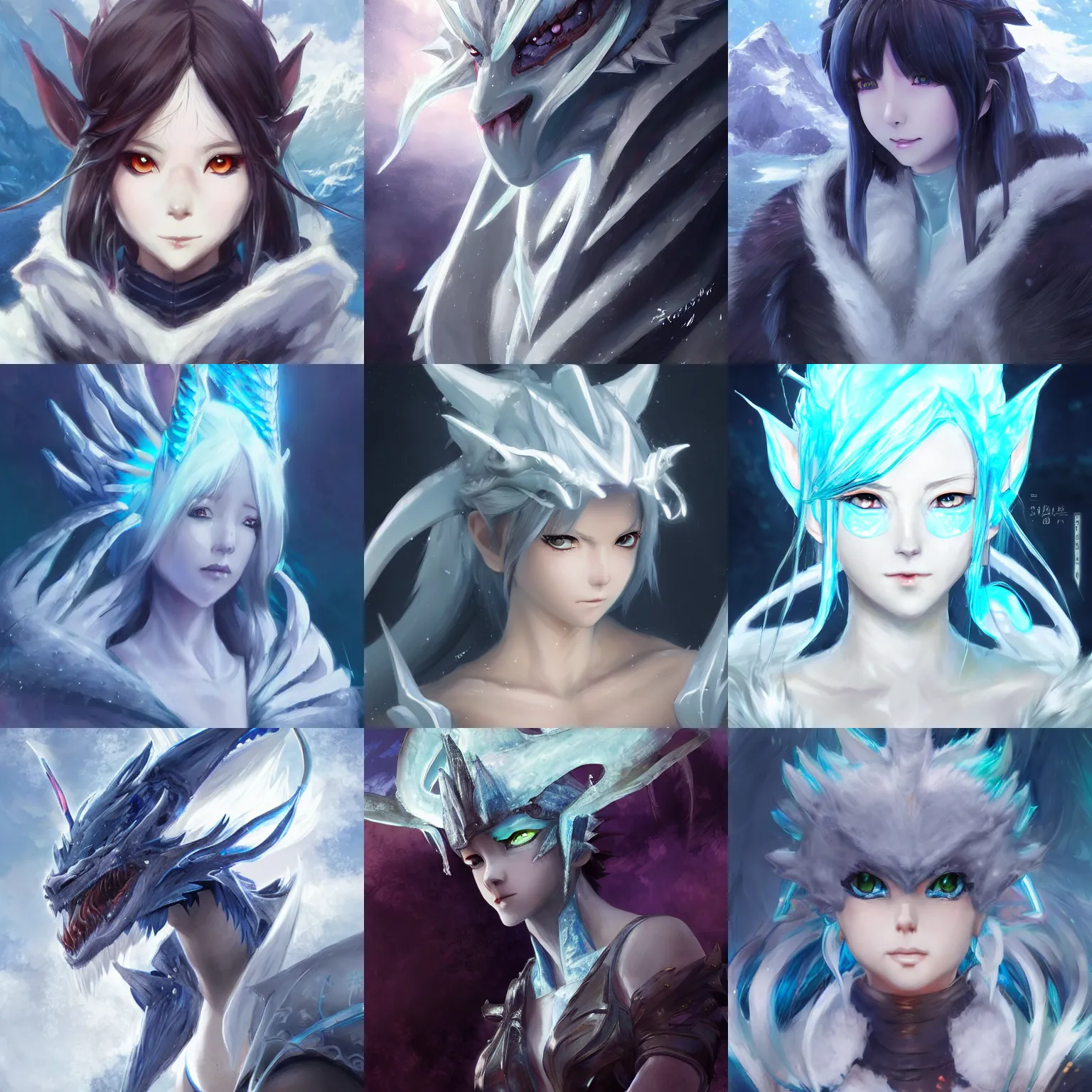 Prompt: An anime portrait of Ssunbiki as an ice dragon from Skyrim, by Stanley Artgerm Lau, WLOP, Rossdraws, James Jean, Andrei Riabovitchev, Marc Simonetti, and Sakimichan, trending on artstation