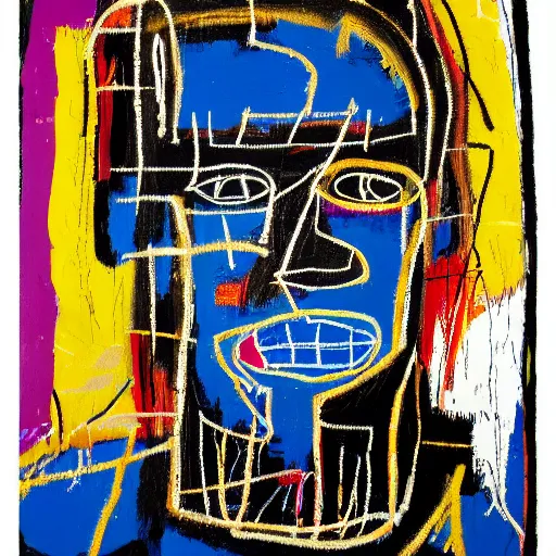 Image similar to A extremely highly detailed majestic hi-res beautiful immaculate head and shoulders painting of a strong black african man by Jean-Michel Basquiat, 8k, high textures, hyper sharp, insanely detailed and intricate, super detailed, 4k HDR high quality