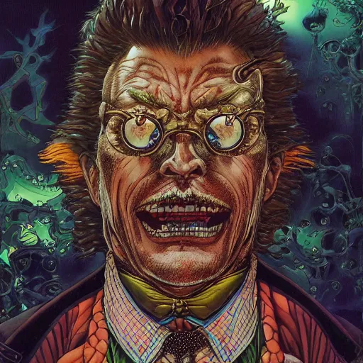 Image similar to portrait of crazy groom, symmetrical, by yoichi hatakenaka, masamune shirow, josan gonzales and dan mumford, ayami kojima, takato yamamoto, barclay shaw, karol bak, yukito kishiro