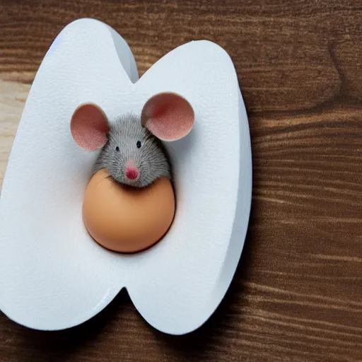 Image similar to a cute mouse in an eggshell, studio light, stockphoto style, photorealistic