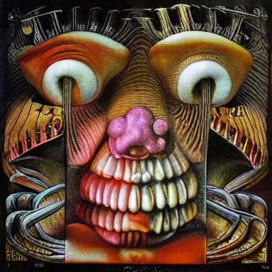 Image similar to post - punk new age album cover, asymmetrical design, magic, apocalypse, psychedelic, highly detailed, black white pink, magic, giger h. r., giuseppe arcimboldo