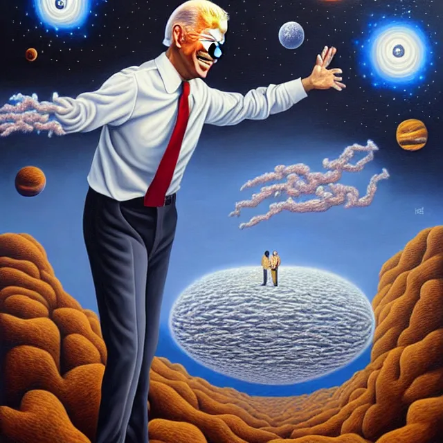 Image similar to an oil on canvas portrait painting of joe biden, surrealism, surrealist, cosmic horror, rob gonsalves, high detail