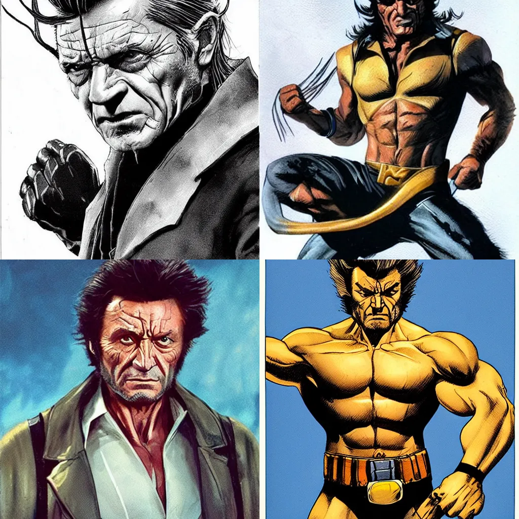 Prompt: harvey keitel as wolverine from x-men, concept art