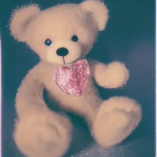 Image similar to a teddy bear made out of glitter and stardust, ultra detailed, cinestill 8 0 0