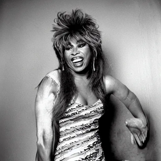 Image similar to tina turner in a turnip dress, turnip hair, photoshoot