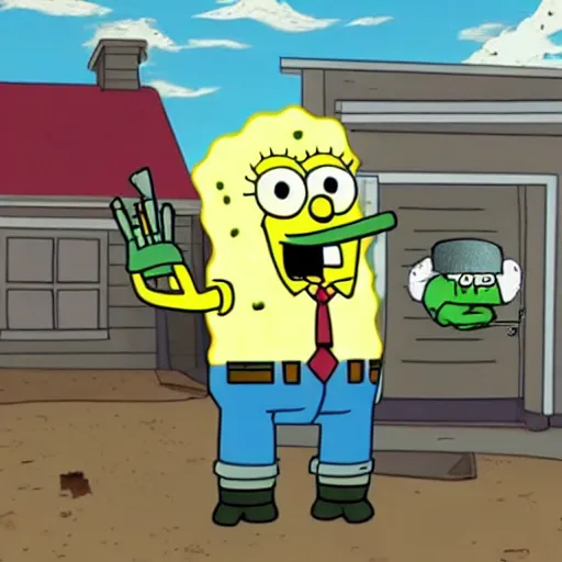 Prompt: SpongeBob as Walter White, Breaking Bad, high quality, 4k, high detail, drama,