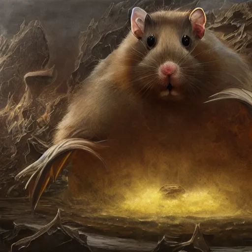 Image similar to Colossal hamster, elden ring boss, matte painting, detailed, elden ring, oil on canvas