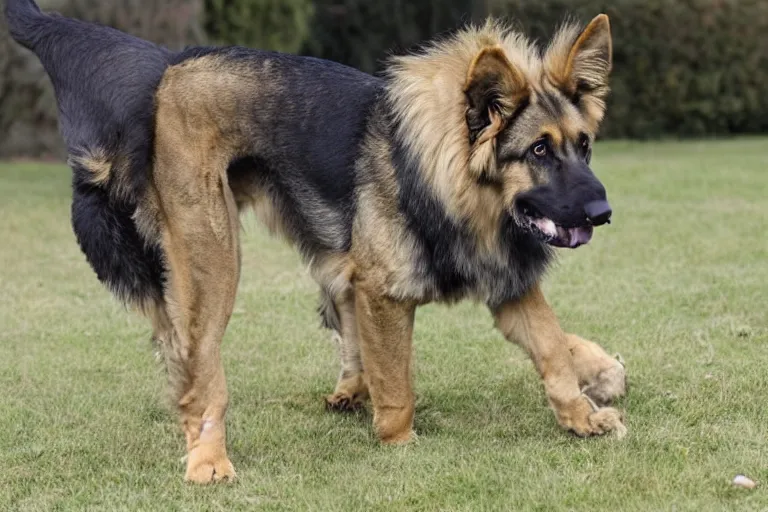 Image similar to a german shepard lion hybrid