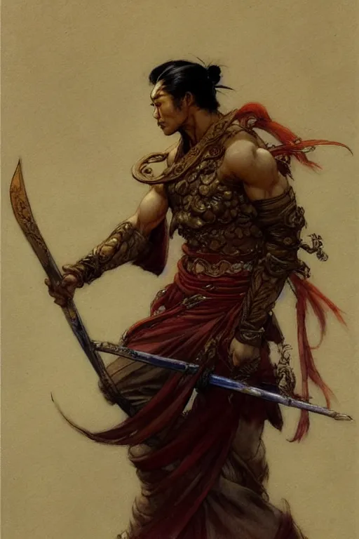 Image similar to male, wuxia, character design, painting by gaston bussiere, katsuya terada, frank frazetta, tom of finland, trending on artstation