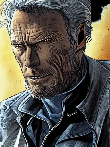 Image similar to clint eastwood as logan by leinil francis yu, detailed, hyper-detailed