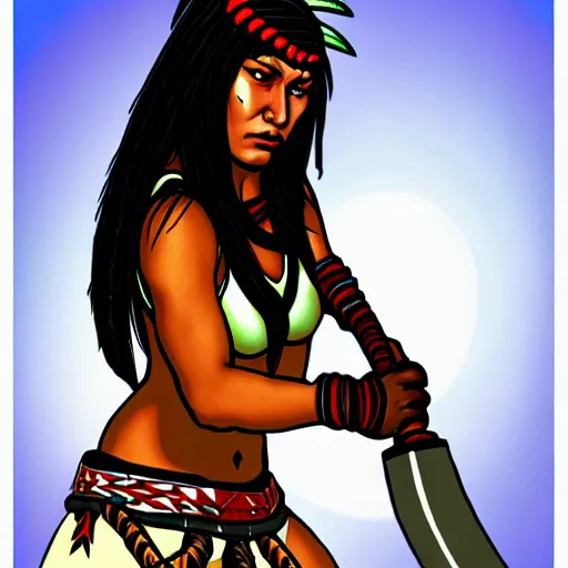 Prompt: Sheva Alomar as native girl fighting large worm, by Buckethead on Deviantart