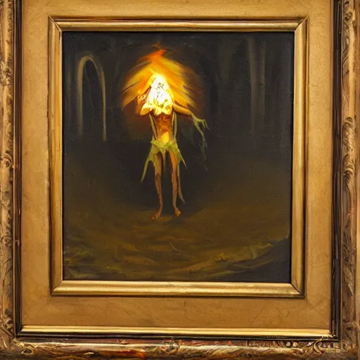 Image similar to dark magic excorcist performing an exorcism, oil painting,