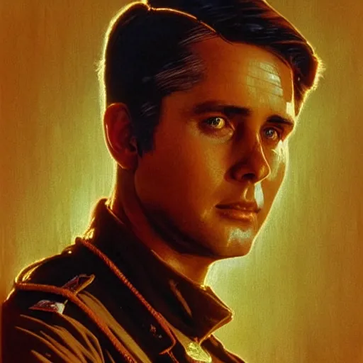 Image similar to a portrait of young martin sheen 3 0 years portraying young captain willard 3 0 years in apocalypse now 1 9 7 9 cinematic lighting, photorealistic, octane render, 8 k, depth of field, 3 d, art by artgerm and greg rutkowski and alphonse mucha and uang guangjian and gil elvgren and sachin ten